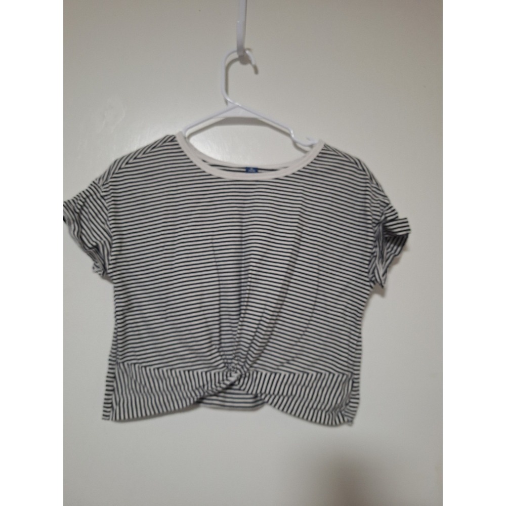 Old Navy Girls XL 14-16 Short Sleeve Striped Front Twist Knot Tee Crop Shirt